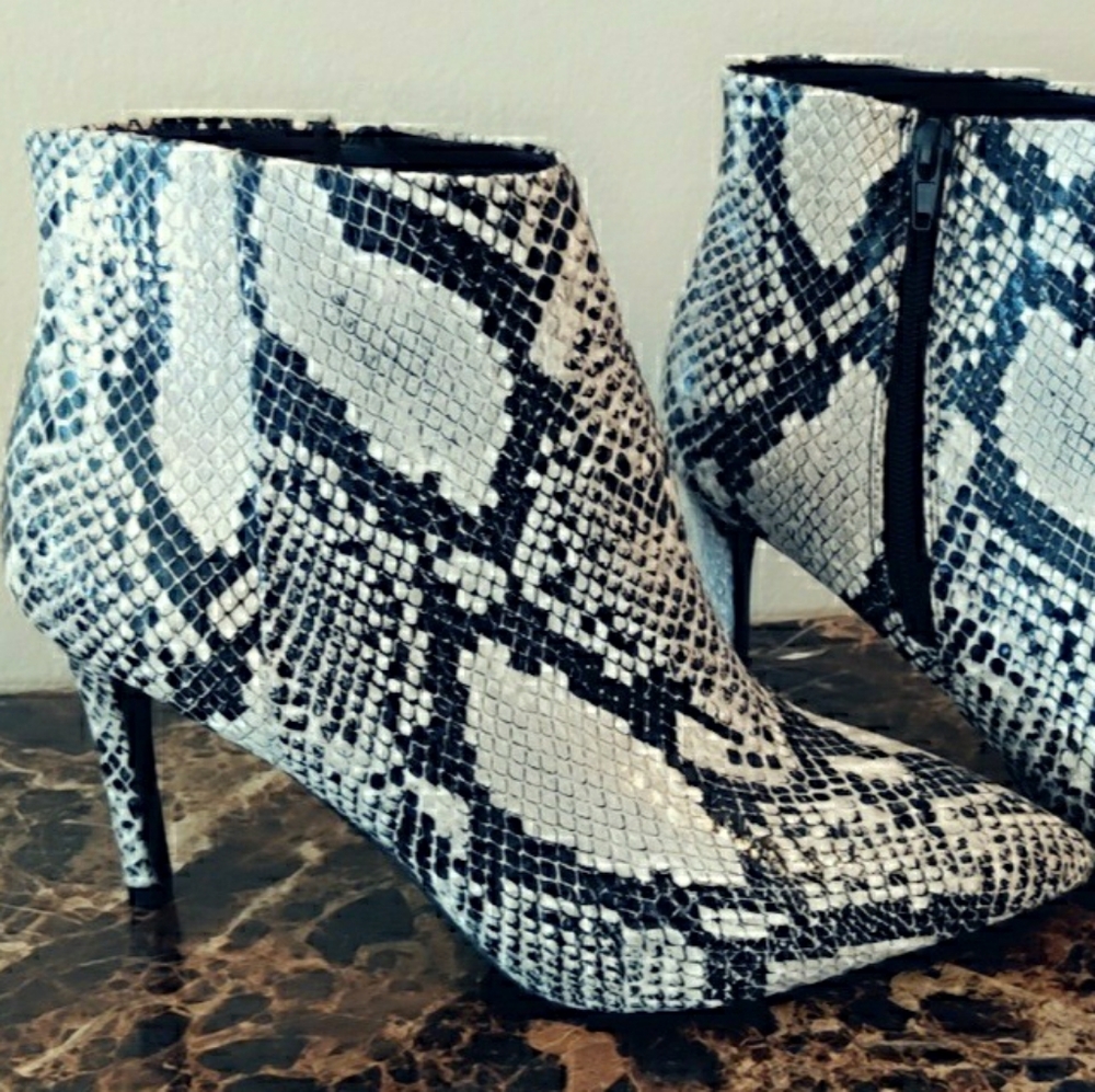 Snakeskin Heeled Booties